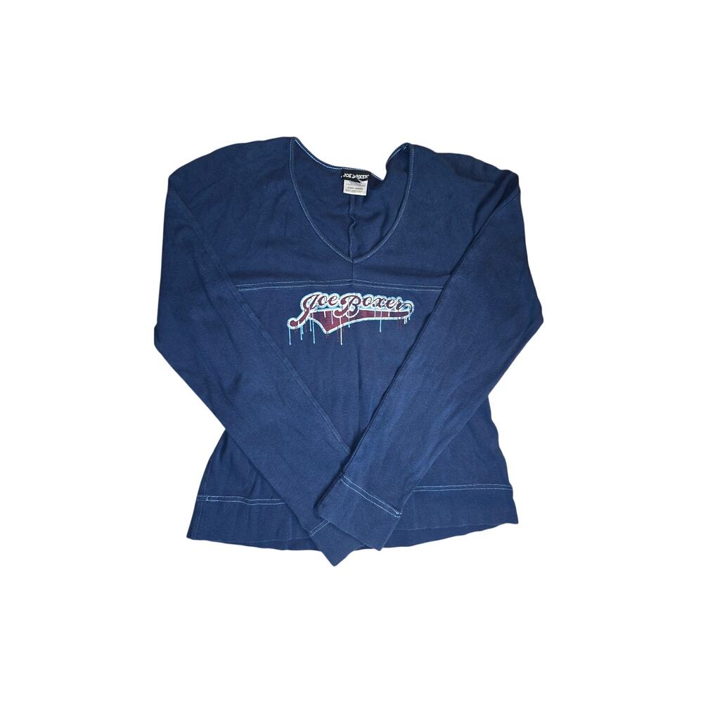 Y2k Style Joe Boxer Long Sleeve Navy Blue Shirt Size XL